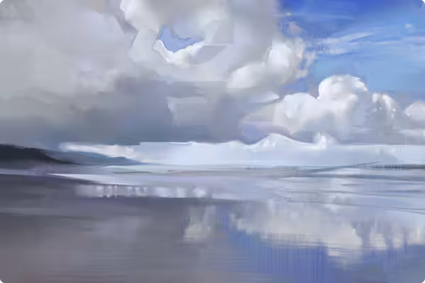 A digital art piece titled "hj_beach"