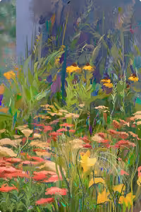 A digital art piece titled "hj_flowers"