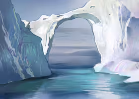 A digital art piece titled "hj_glacier"