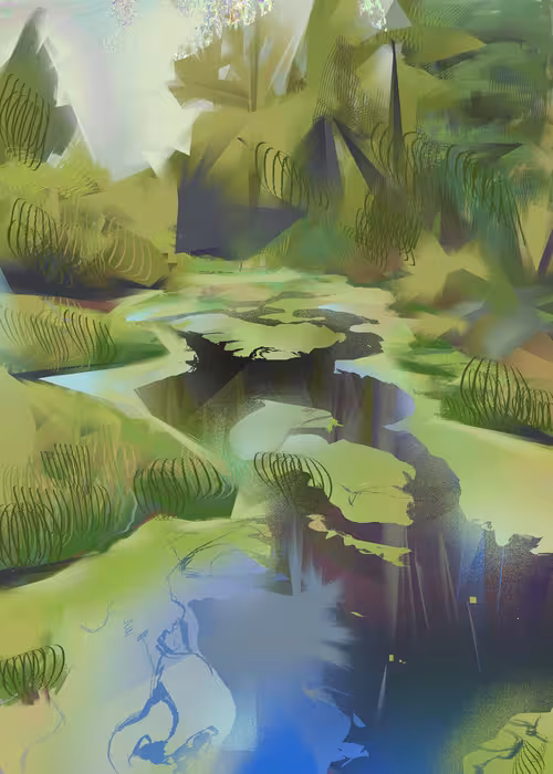 A digital art piece titled "hj_river"