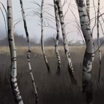 A digital art piece titled "hj_trees"